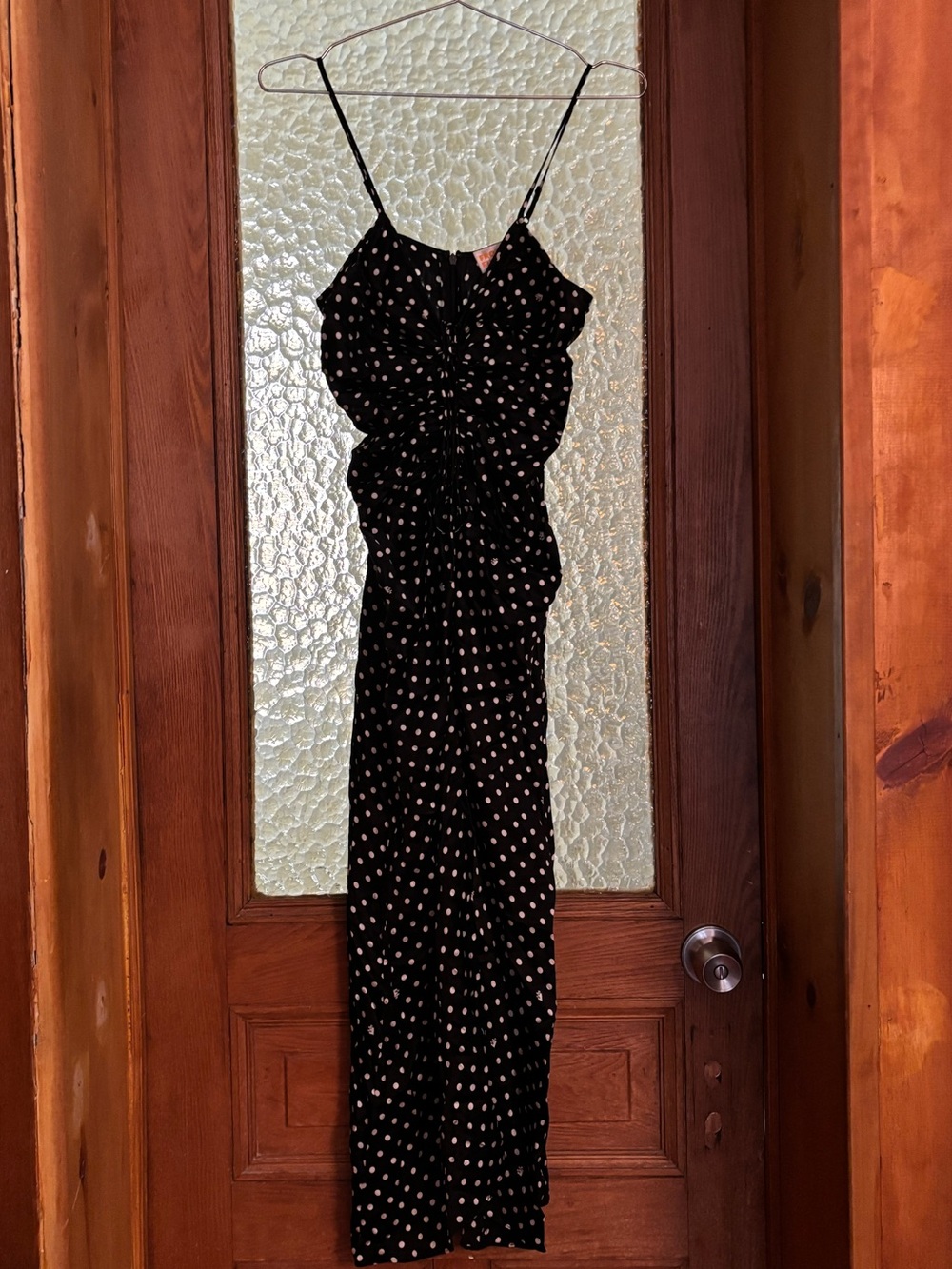Silk Black Polka Dot Midi Dress